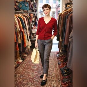 Radzoli Cherry Cola Red Button Down Cardigan Sweater Women’s Medium Fall Autumn